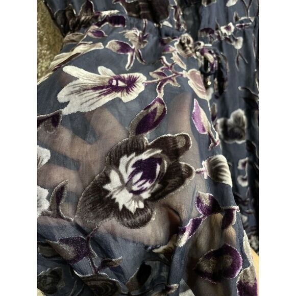 POL Kimono Women's S/M Floral Long Open Front Boho Sheer Velvet - Picture 4 of 8